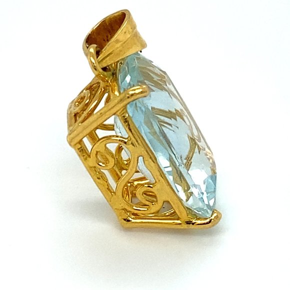 Certified Aquamarine 10.83ct Solid 18K Pendant - Picture 3 of 7